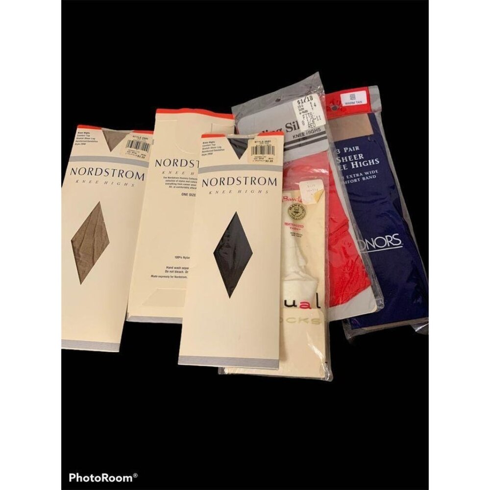 9 Pairs Vintage Trouser Knee Highs Various Colors